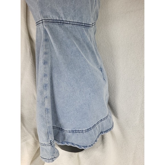 Vintage 90s Patchwork Denim Mini Dress Size Small Halter Blue Jean Y2k Coquette - Picture 5 of 9